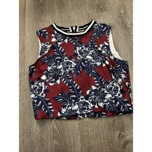 Lasaison Paris Vintage Women’s Zippered Cropped Floral Vest Size M